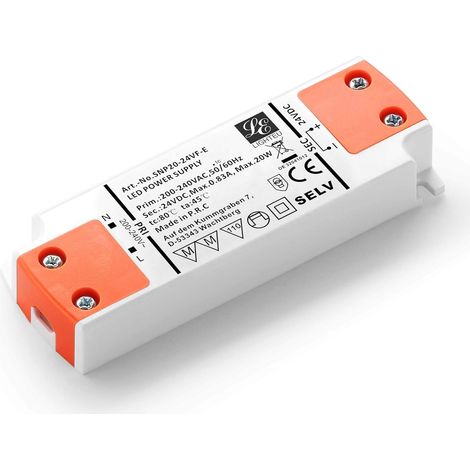 Transformateur LED 24V 20W - 1 Unité - Plastique Robuste - Tension Constante Sécurisée - Bandes et Spots Intérieur - 100x33x8mm (1/2)