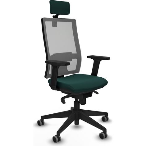 Horna sincro malla gris similpiel verde botella brazos 2D base piramidal cabecero 2D ruedas 65mm engomadas (1/5)