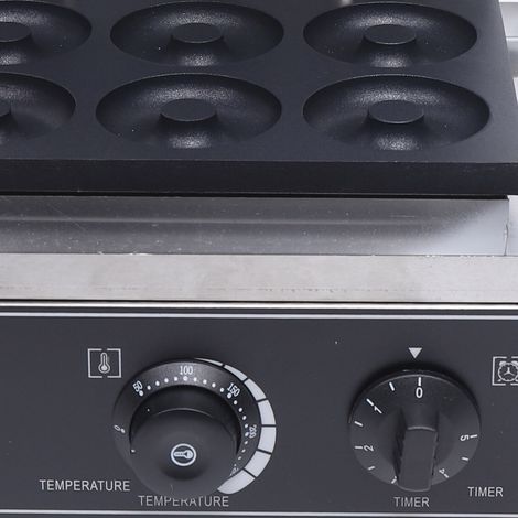 Machine à donut antiadhésive avec poignée en acier inoxydable 1550 W 6 trous 50 300 °C pour cuisine professionnelle (1/5)