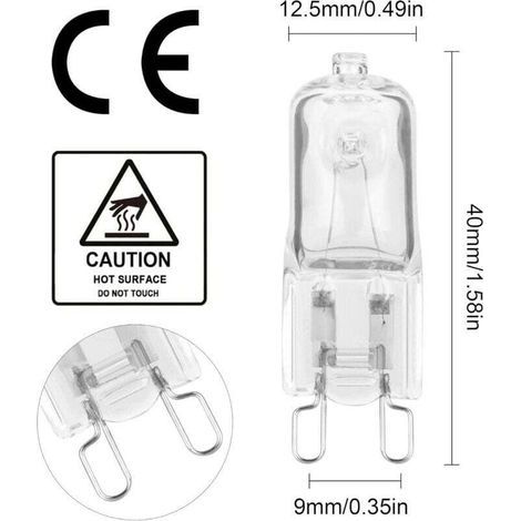 12 Stück G9-Halogenlampen, G9-Leuchtmittel 230 V 28 W 480 lm, 2800 K Warmweiß, dimmbare Kapsellampen, flimmerfrei [Energieklasse G] (1/4)