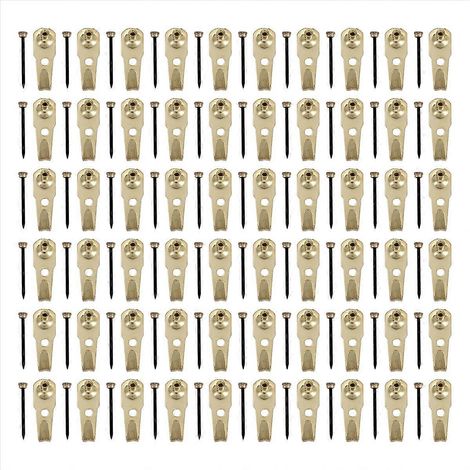Lot de 60 crochets de suspension pour cadres photo, supportant jusqu'à 13,6 kg (30 lb), avec clous pour accrocher une horloge. (1/5)