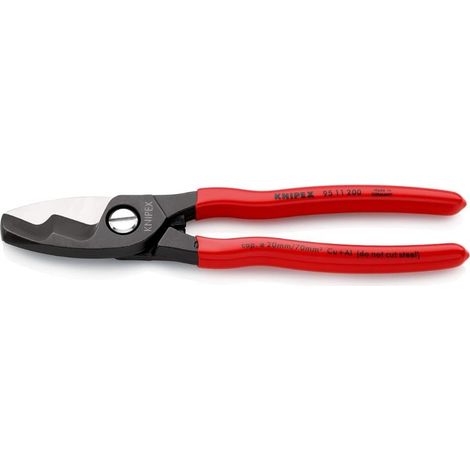 Knipex Cesoia per Cavi con Doppio Tagliente Brunita, Rivestiti in Resina Sintetica 200 Mm (Confezione Self-Service/Blister) 95 11 200 Sb (1/4)