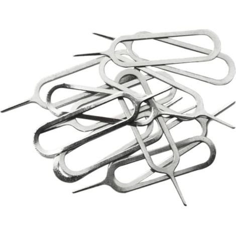 100 Pcs Aiguille Éjection Retrait Clip De Téléphone pour Compatible avec La Plupart des Téléphones Dissolvant De Carte Ouverture Éjection Acier Plateau Mobile Éjecteur Argent (1/3)