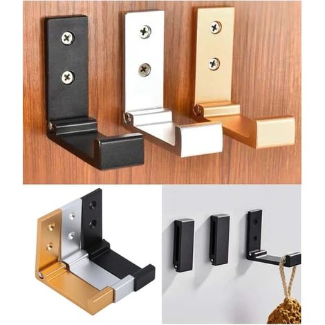 2pcs Wall Hooks - Foldable Clothes Hooks, Wall Mounted Black (1/5)
