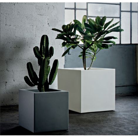 Vaso quadrato Cubo Fenice in resina da 65cm Antracite (1/3)