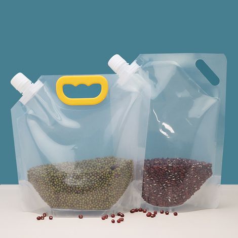 Sac de conservation transparent pour céréales de 1,5 L, étanche à l'humidité, avec ventouse de transport. (1/5)