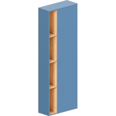 BERNSTEIN - Mobiletto a colonna pensile azzurro opaco MDF 60x24x170cm (LxAxP), cerniere flessibili sinistra/destra - BELDIVO Blu azzurro opaco
