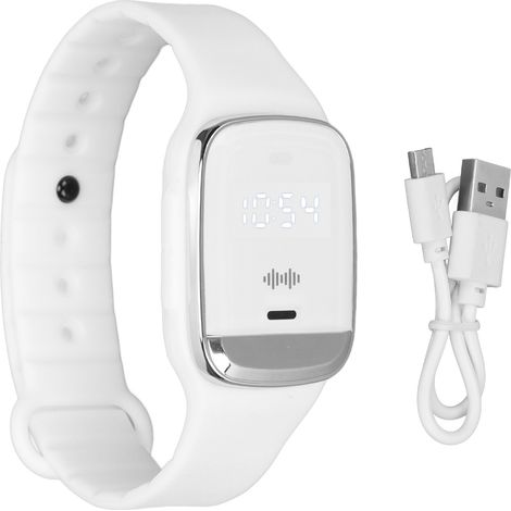 Bracelet Anti-Moustiques Ultrasonique avec Affichage Heure et Température - Montre Élégante Blanche (1/5)