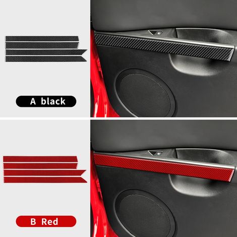 (Porte intérieure - Carbone rouge) Véritable autocollant en fibre de carbone souple, compatible avec les modèles Seat Leon 2005 à 2012 (tableau de bord, compteur de vitesse). Accessoires inclus. (1/4)