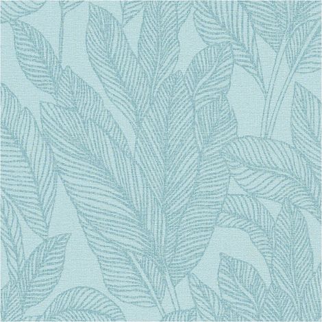 Papier peint ton-sur ton Profhome 790643 papier peint intissé légèrement texturé avec des ornements floraux scintillant bleu turquoise-pastel or bleu clair 5,33 m2 (1/5)