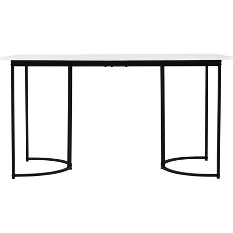 Tavolo da pranzo rettangolare 140 x 80 cm in MDF con struttura in metallo, motivo marmo bianco (1/5)