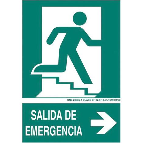 Segnale di uscita di emergenza luminescente 210x148 mm, design variabile.