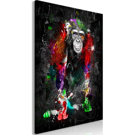 Tableau Animaux Colorés : Chimpanzé Vertical - 60 x 90 cm (1/3)