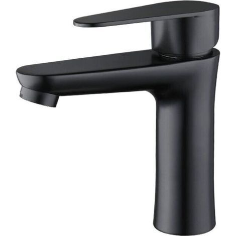 Robinet Salle de Bain Noir Mat - Élégant Mitigeur Lavabo pour Eau Froide/Chaude, Lave Main (1/5)