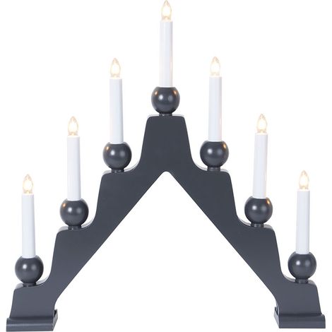 Arche à bougies Star Trading 'Emma' en bois, anthracite, 7 flammes, ampoule E10, H 45 cm, L 45 cm