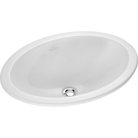 Loop & Friends, Lavabo empotrado desde arriba, 450 x 320 mm, Ovalado, pared exterior esmaltada, sin plataforma para grifería, con rebosadero, Porcelánico sanitario Blanco