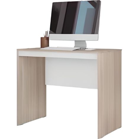 Bureau coloris Chêne / Blanc - Longueur 91 x profondeur 52 cm -PEGANE-