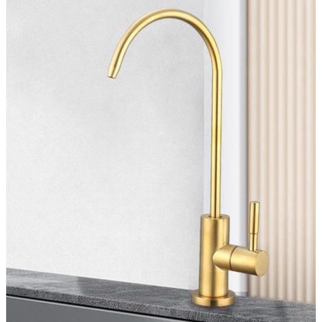 Robinet purificateur d'eau en acier inoxydable, robinet purificateur d'eau de cuisine, robinet droit, finition or brossé (1/4)