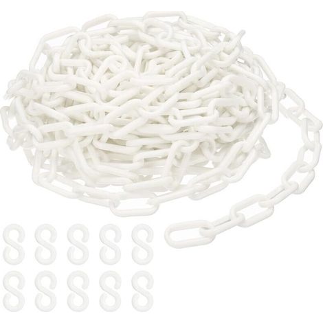 Maillons de chaîne en plastique blanc, 10M,6 mm, pour barrières, parkings, clôtures, portails et décoration (1/5)