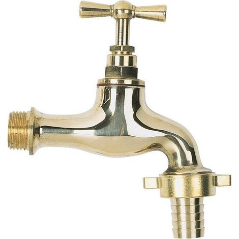 Robinet à tête de potence poli pour tuyau de Ø15 M1/2'' Nez 3/4 (1/4)