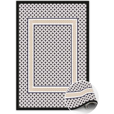 Tapis Rectangulaire en Vinyle Idéal pour Salon et Cuisine - Tresse géométrique - 100x150 cm (1/5)