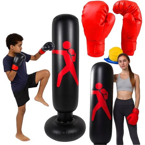 Ensemble de boxe, Hauteur 160 cm, Tissu synthétique durable, Comprend des gants, Comprend une pompe, Convient aux enfants et aux athlètes débutants (1/5)