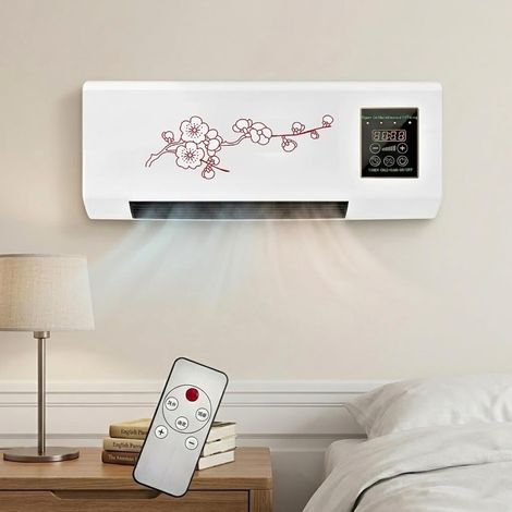 GARRYFIZH Climatiseur mural Chauffage d'appoint silencieux avec télécommande à écran tactile Cintre