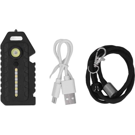Linterna multifuncional, llavero, resistente al agua, silbato, modos SOS, carga USB tipo C, martillo. (1/5)