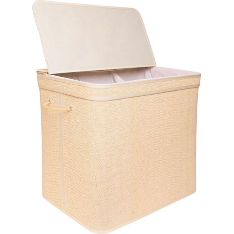 Bamboo Laundry Hamper With Lid, Removable Washable Liner (1/5)