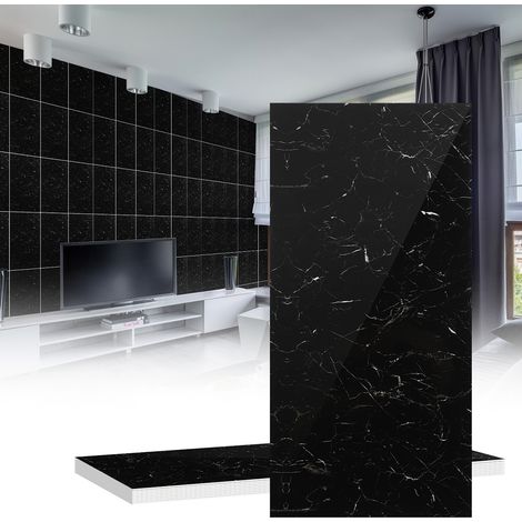 Randaco 10 x Papel pintado adhesivo 3D con efecto azulejo 30 cm x 60 cm Negro 1,8 m²