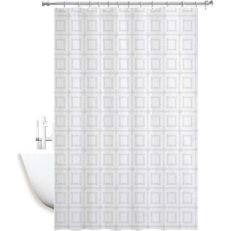 TRADE SHOP - Tenda Doccia Antimuffa Impermeabile 240 X 200 Cm Con Anelli Bagno Quadrati 59390 - (1/2)