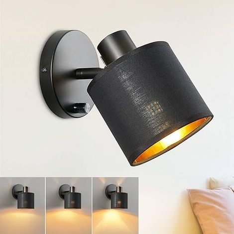 Applique Murale Chambre Interrupteur Dimmable Noir E27 (1/5)