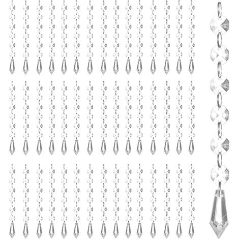 100 Stück Acryl-Hängekristalle für Tischdekorationen, Kronleuchter, klare Kristallgirlanden, Stränge, Ornamente, klare Acrylperlen, Prismenanhänger für Weihnachtsbaum, Fenster, Heimdekoration (Eiszapf (1/5)