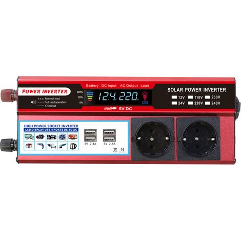 Convertisseur solaire haute efficacité à onde sinusoïdale pure pour maison, voiture et camping-car, avec écran LCD, 2000 W (1/5)