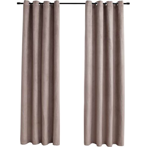 Blackout Curtains with Metal Rings 2 pcs Taupe 140x225 cm vidaXL