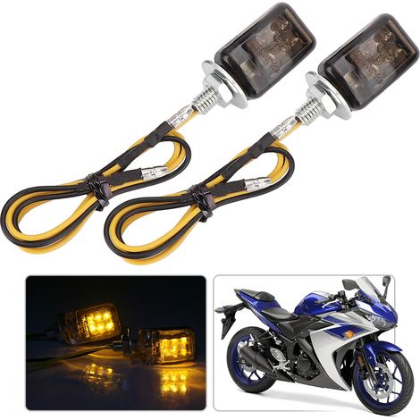 Clignotants LED Universels Motos 2 Pièces Jaune Mini Noir Fumé Accessoire Auto (1/3)