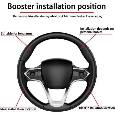 Bouton de Volant de Voiture, Universel Spinner de Volant Silicone, Bouton de Rappel de Volant Rotatif à 360°, Convient à Toutes Les Voitures, Camions, Semi-Remorques, Bateaux(Noir)