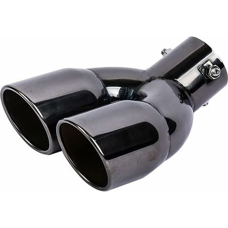 Embout Echappement,76mm Diamètre Tuyau D'échappement De Voiture Double Embout D'échappement Sortie en Acier Inoxydable Universel Cache D'échappement Pot (1/4)