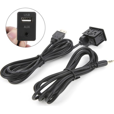 3,5-mm-AUX-Verlängerungskabeladapter für Einbau, USB-Anschluss, Kopfhörerbuchse, Panelmontage für Auto/Boot (1/5)