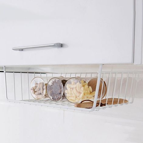 Panier De Rangement Suspendu - En Fer Forgé - Pour Porte De Placard Sans Perçage - Blanc - 24 x 37 x 10,5 cm - 1 Pièce (1/4)