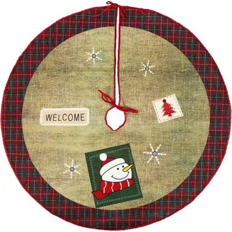Tapis de sapin de Noël 60 cm, tapis de sapin de Noël rouge, décorations de Noël (1/5)