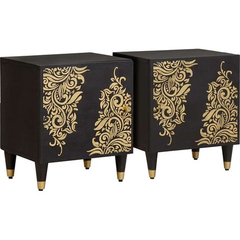 vidaXL Comodino con porta 2 pcs Nero 40 x 33 x 46 cm