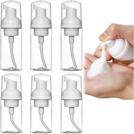 Lot de 6 Flacon Mousseur Vide, Pompe Bouteille Vide Distributeur de Mousse Transparent Portables Cosmétiques Bouteilles Vides pour Le shampooing Conditioner Lotion Articles de Toilette( (1/5)