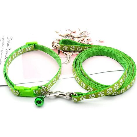 Collier pour chiot avec laisse, laisse souple en nylon réglable pour chiots et petits chiens, 1,2 m de long, vert clair (1/5)
