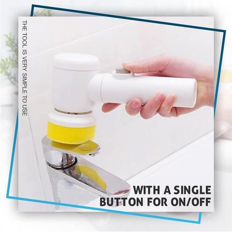 Brosse De Nettoyage Électrique Rechargeable - Étanche Épurateur De Rotation Sans Fils Avec 4 Têtes De Brosse Remplaçables Pour Cuisine (1/5)
