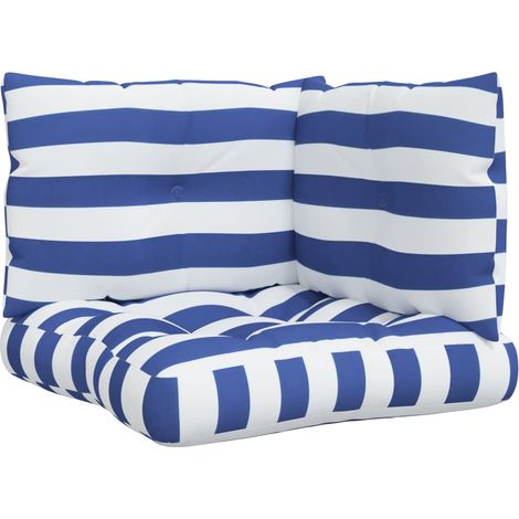 Maison Exclusive - Cuscini per Pallet 3 pz Strisce Blu e Bianche Tessuto Oxford (1/5)