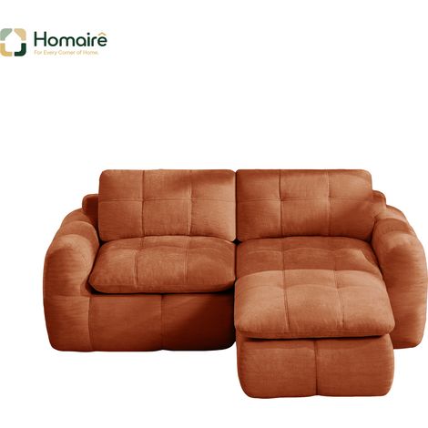Canapé modulable en chenille orange avec accoudoirs 194 x 160 x 68 cm HOMAIRE (1/5)
