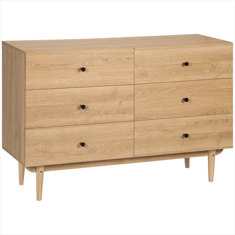 Table de chevet Meuble de rangement 6 tiroirs en bois massif (1/5)