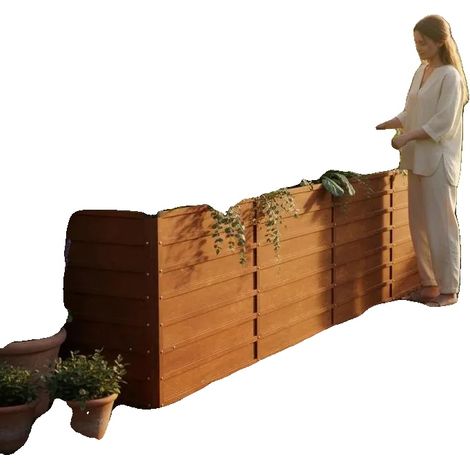 Huerto elevado, acero Corten duradero, ideal para jardines domésticos, color naranja. (1/2)