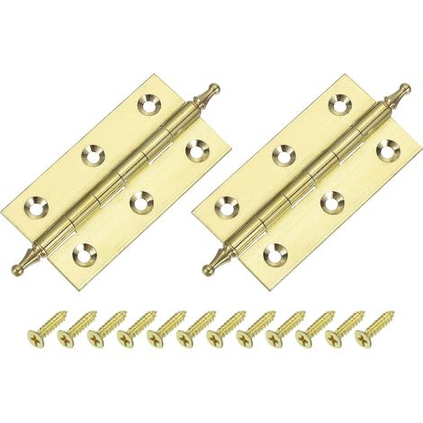2 Pcs Charnières À Paumelle Pliantes, 3 Pouces Petites Charnières En Laiton Pour Porte À Paumelle Pour Meuble Pointues Pliantes Vis Boîtes, Ton Or (1/5)